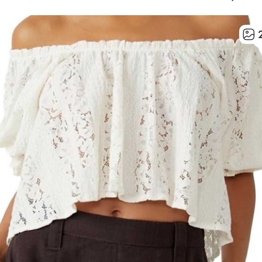 Free People Stacey Lace Off-Shoulder Blouse - Picture 8 of 8